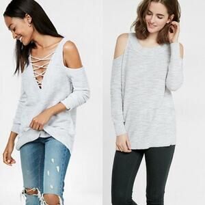 Express Two Way Lace Up Cold Shoulder Sweater XS